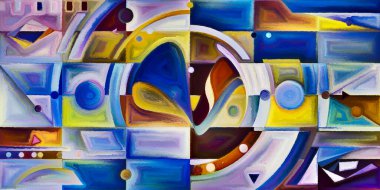 Arka plan renkli şekil parçaları modern sanatın konuda oluşur