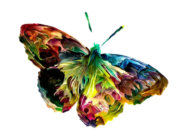 Spontan Fjäril Målning Vitt Med Ekologiska Texturer Och Rika Färger — Stockfoto