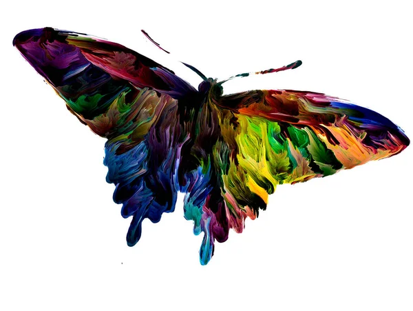 芸術をテーマに有機的な質感と豊かな色を持つ自発的な蝶の絵画 — ストック写真