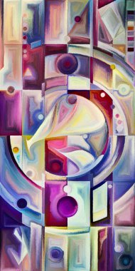Arka plan renkli şekil parçaları modern sanatın konuda oluşur