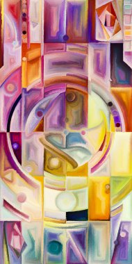 Arka plan renkli şekil parçaları modern sanatın konuda oluşur