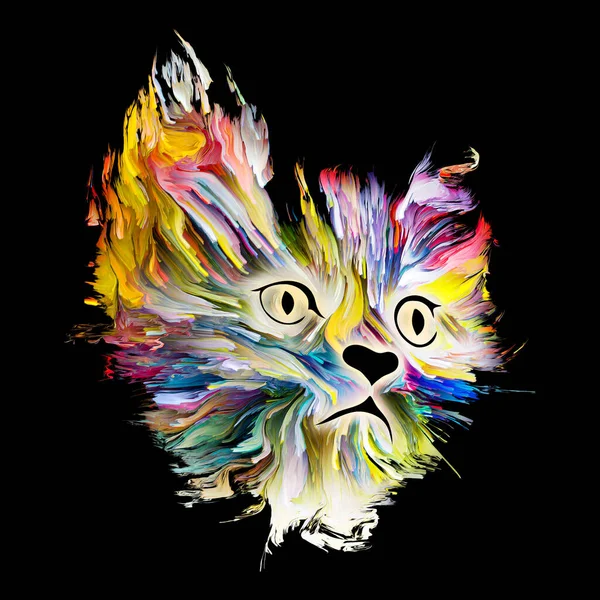 Cute cat painting portrait in bright colors for greeting cards, banners, gifts and children art. Pet painting series.