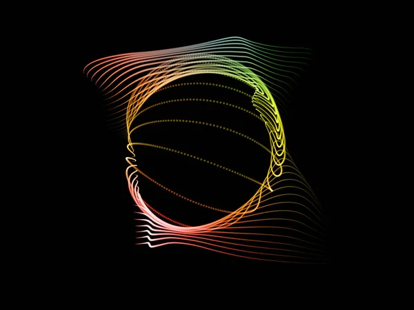 다채로운 문자열 소용돌이 입자의 기술에 배경에 고립에서 프로젝트 — 스톡 사진