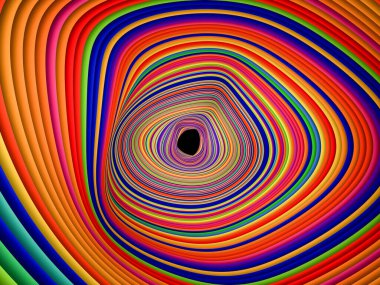 Abstract background of multicolored circular stripes for use in print and design.