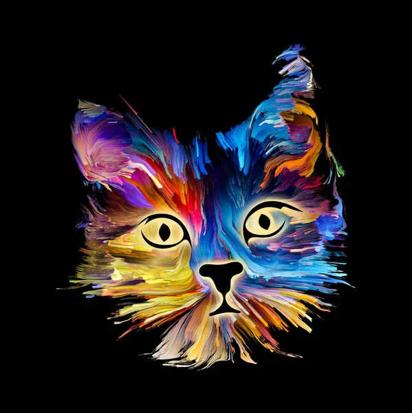 Cute kitty painting in bright colors for greeting cards, banners, gifts baby art. Pet painting series.