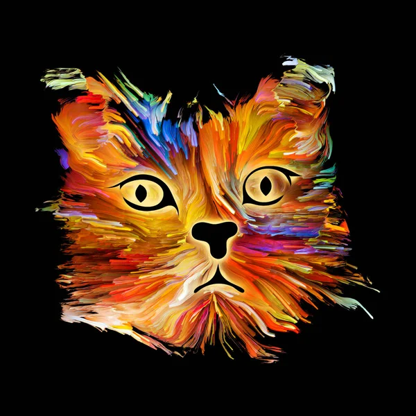 Katzengesicht Porträt Leuchtenden Farben Für Kinder Karten Und Dekoration Haustiermalereiserie — Stockfoto