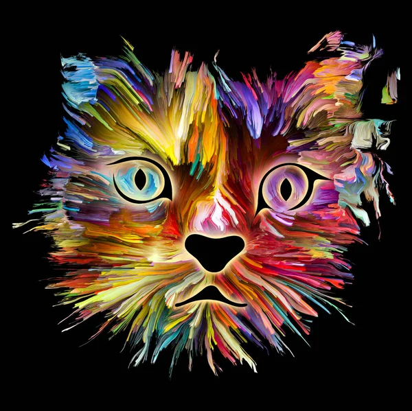 Painting of cute cat with digital oil paints for greeting cards, banners, gifts kid art. Pet painting series.