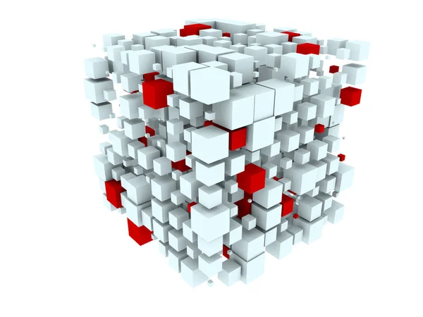 Renderização Cubo Fragmentado Brilhantemente Colorido Sobre Tema Informação Construção Armazenamento — Fotografia de Stock