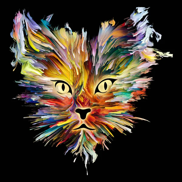Sevimli kedi için tebrik kartları, Banner, dijital yağlı boya ile resim sanat hediyeler evlat. Evde beslenen hayvan boyama serisi.