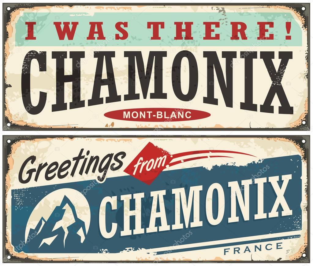 Chamonix Mont Blanc retro souvenir sign
