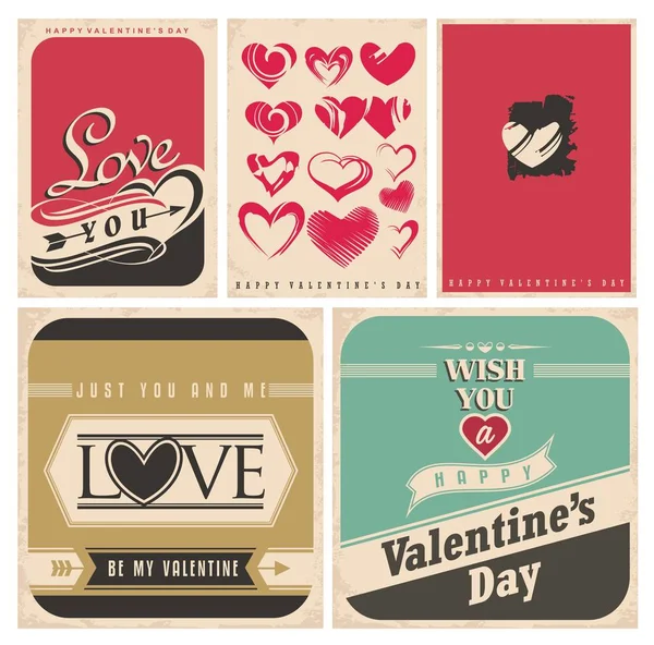 Colección de carteles retro del Día de San Valentín — Vector de stock