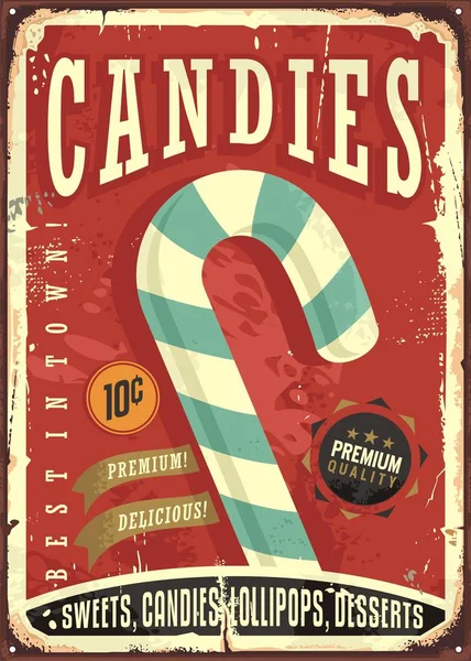 Candy shop znak retro design — Wektor stockowy
