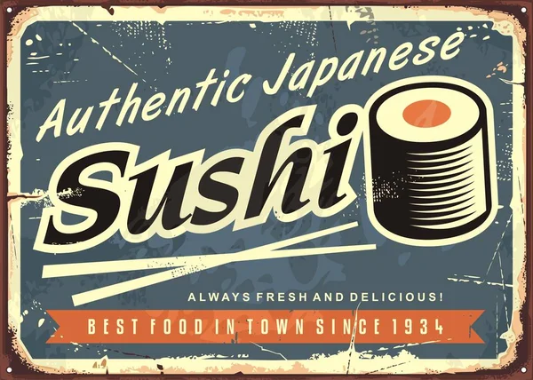 Sushi-Retro-Blechschild — Stockvektor