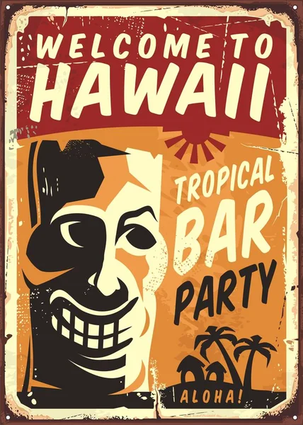 Placa de metal retro havaiano para bar tropical — Vetor de Stock