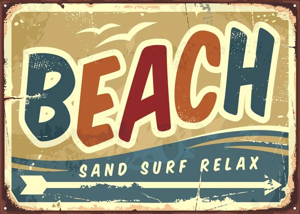 Beach sign vector retro background — Stock Vector