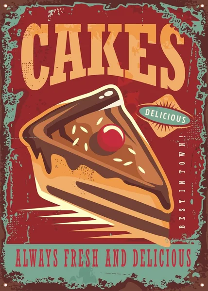 ケーキとお菓子のビンテージ サイン — ストックベクタ