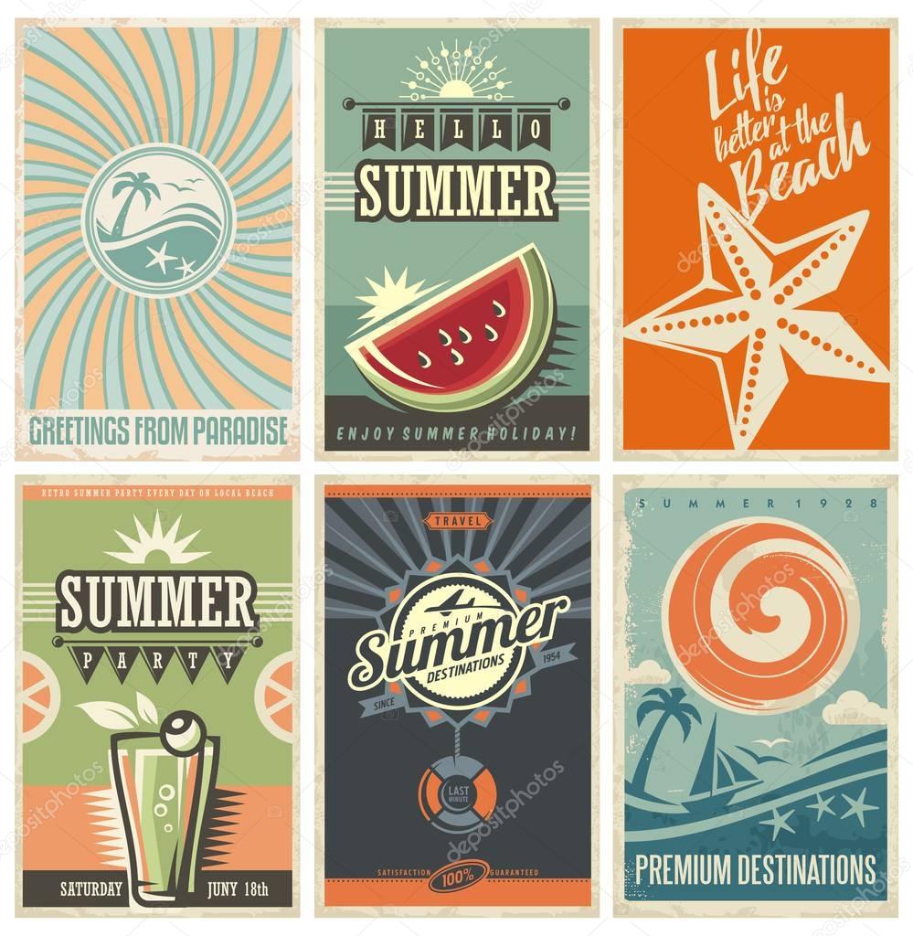 Summer retro posters collection