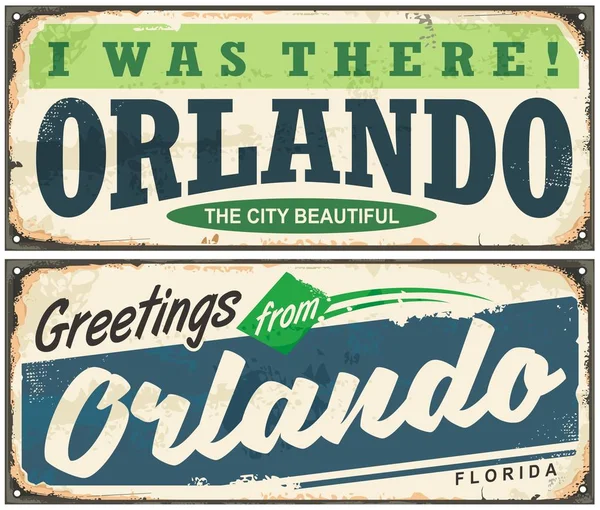 Saludos desde Orlando Florida letrero vintage — Archivo Imágenes Vectoriales