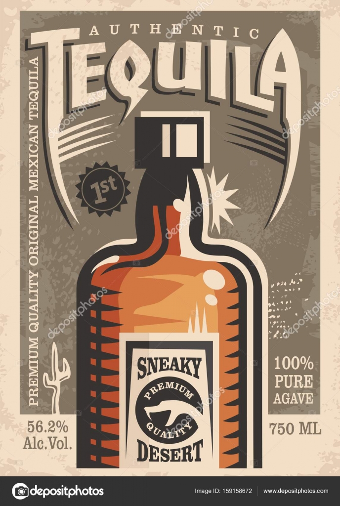 Barn Syge person ledningsfri Tequila promotional retro poster design Stock Vector by ©lukeruk 159158672