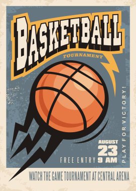 Basketbol Turnuvası retro poster tasarımı
