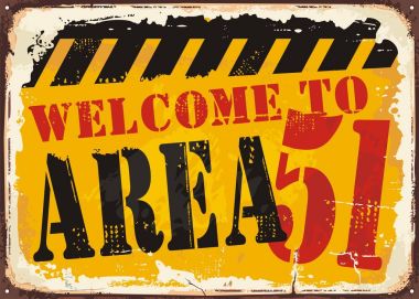 Welcome to area 51 retro road sign concept clipart