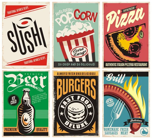 Colección de carteles de alimentos y bebidas — Archivo Imágenes Vectoriales