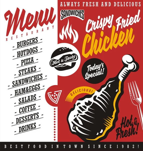 Menú de restaurante de comida rápida — Archivo Imágenes Vectoriales