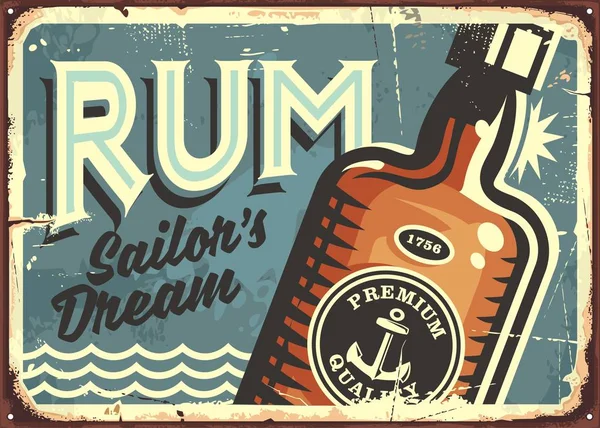 Rum Vintage Blechschild — Stockvektor