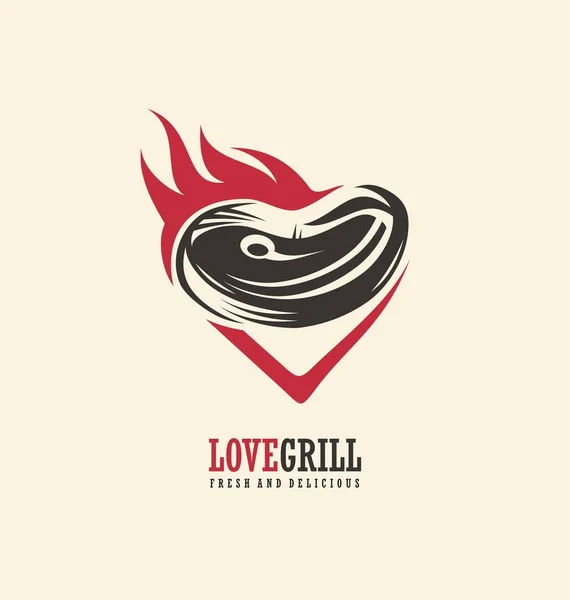 Diseño del logotipo de Love grill — Archivo Imágenes Vectoriales