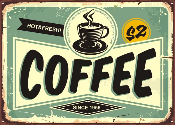 Cafetería vintage estaño signo — Vector de stock