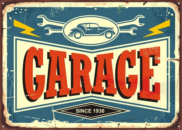 Vintage garaj işareti — Stok Vektör