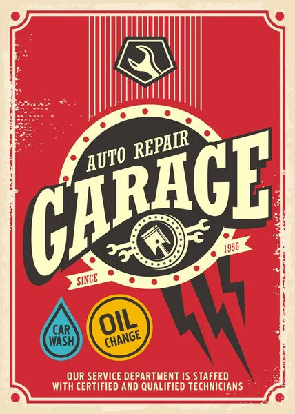 Classico garage design poster retrò — Vettoriale Stock