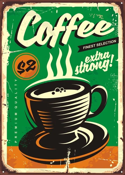 Koffie vintage tin teken — Stockvector