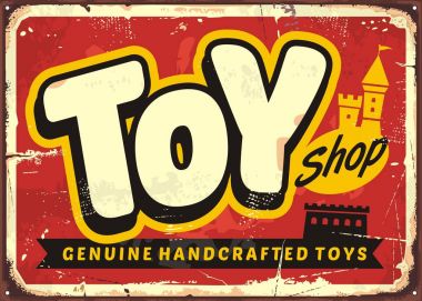 Toy shop or toy store vintage vector sign clipart