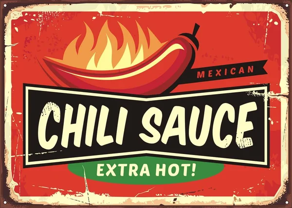 Señal de estaño vintage salsa de chile — Archivo Imágenes Vectoriales