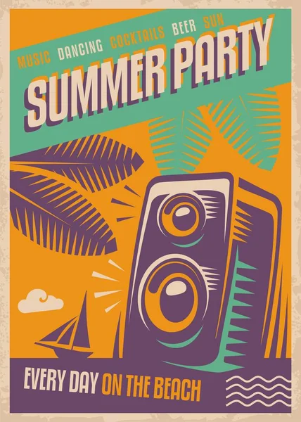 Lato party plakat retro design — Wektor stockowy