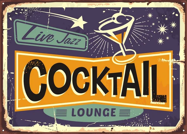 Cocktail lounge retro teken — Stockvector