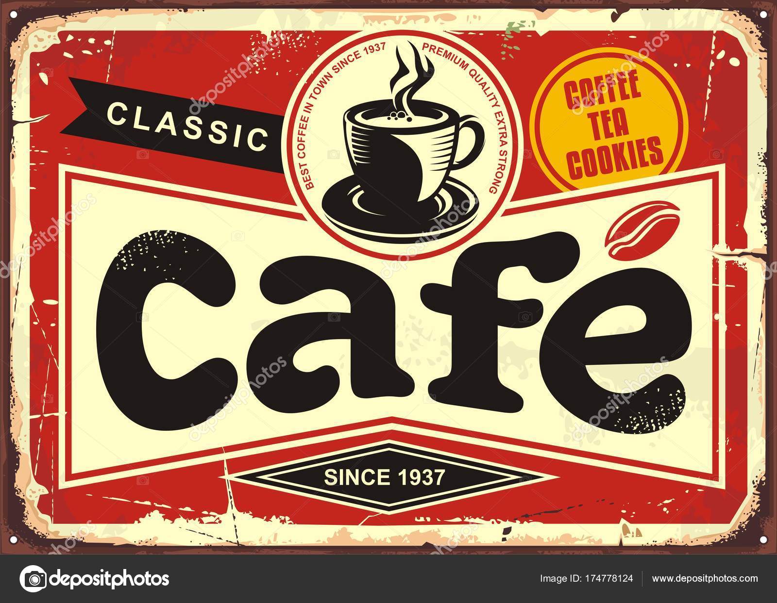 Cafe Bar Retro Tin Sign Vintage Coffee Shop Sign Board Vector Image By C Lukeruk Vector Stock