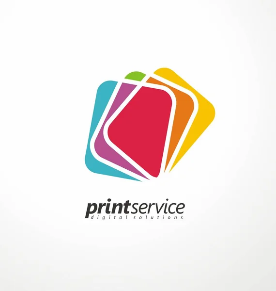 Idea Diseño Logotipo Creativo Para Imprenta Coloridas Formas Documentos Papel — Vector de stock