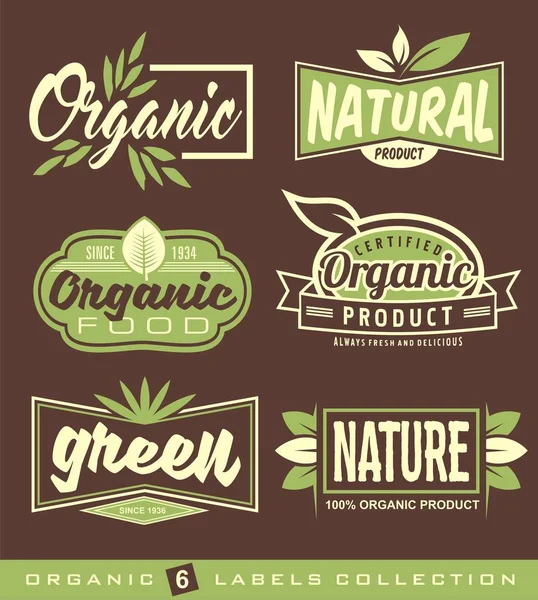 Bio Natuurlijke Ecologie Biologische Logo Symbolen Labels Tags Gezonde Natuurvoeding — Stockvector