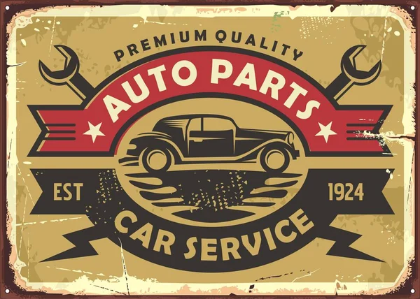 Auto Parts Car Service Old Vintage Sign Oldsmobile Gold Metal — Stock Vector