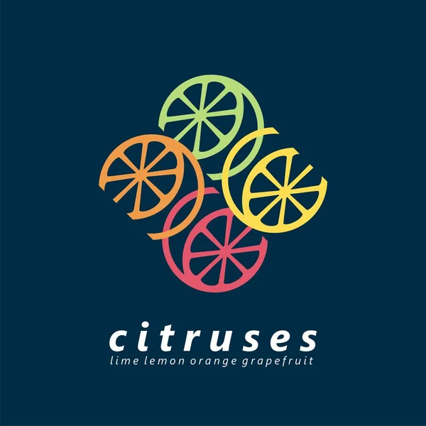 Logo Design Idea Citruses Market Fruit Industry Lemon Oranges Lime — 스톡 벡터
