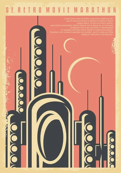 Science Fiction Filme Festival Retro Plakatvorlage Werbeflyer Für Das Kinofilmfest — Stockvektor