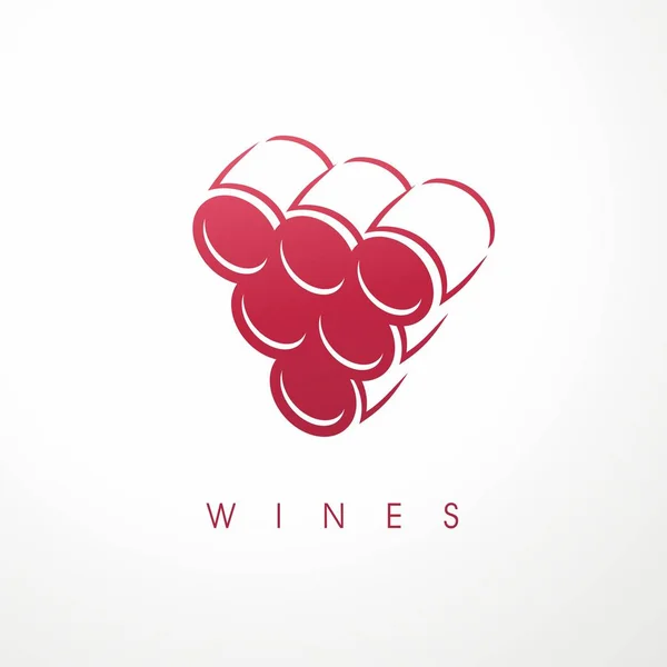 Idea Diseño Del Logo Bodega Con Uvas Elaboradas Con Barricas — Vector de stock