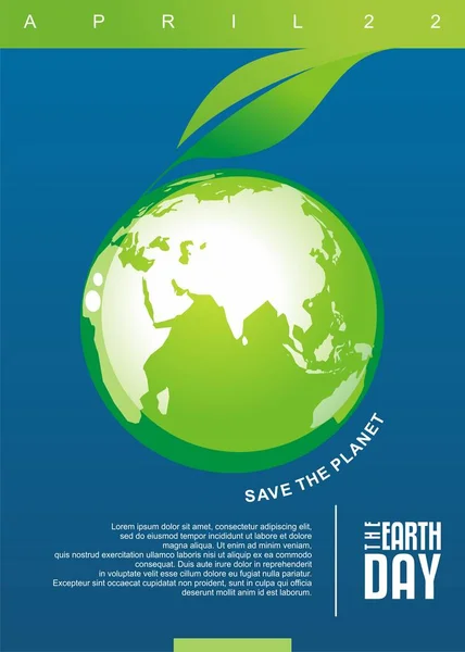 Earth Day Poster Design Planet Environmental Flyer Concept Green Vector — Stock Vector