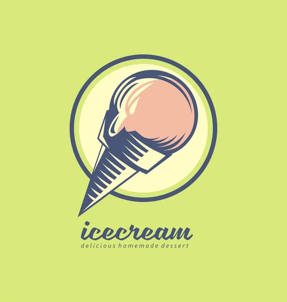 Icecream Logo Design Pink Ice Cream Cone Green Background Simple — Stock Vector