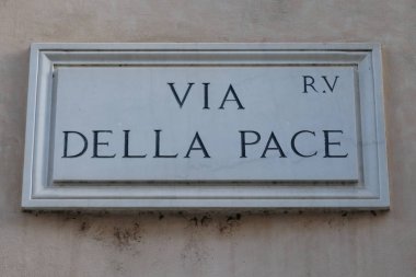 Mermer plaka, Via della Pace, Roma, İtalya