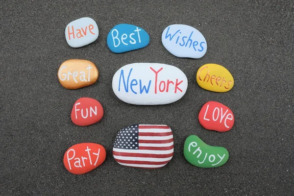 Best Wishes New York Estados Unidos América Com Pedras Coloridas — Fotografia de Stock