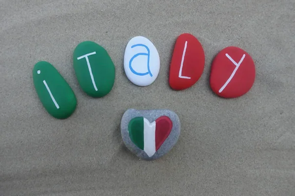 Italy Souvenir National Colors Painted Stones — Stock Photo, Image