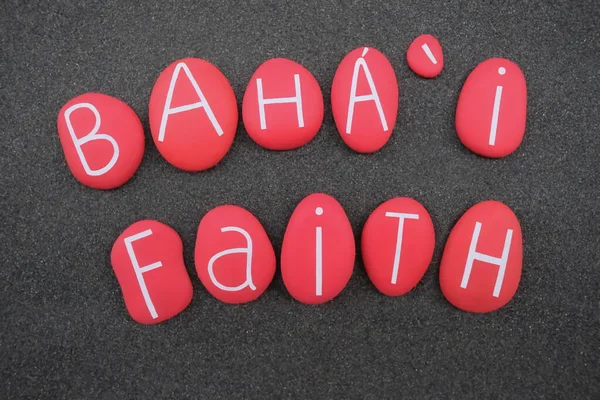 Baha Faith Religiöser Name Bestehend Aus Roten Steinen Über Schwarzem — Stockfoto